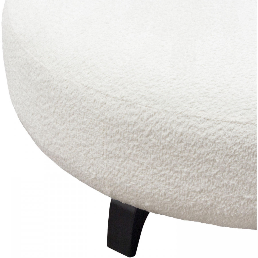 Diamond Sofa - Vesper Faux Shearling Round Ottoman with Black Wood Leg Base in White