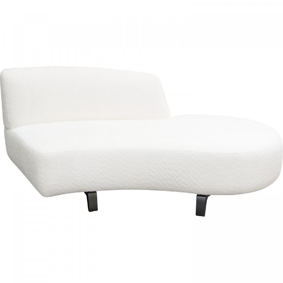 Diamond Sofa Vesper Faux Shearling Curved Armless Right Chaise with Black Wood Leg Base - White