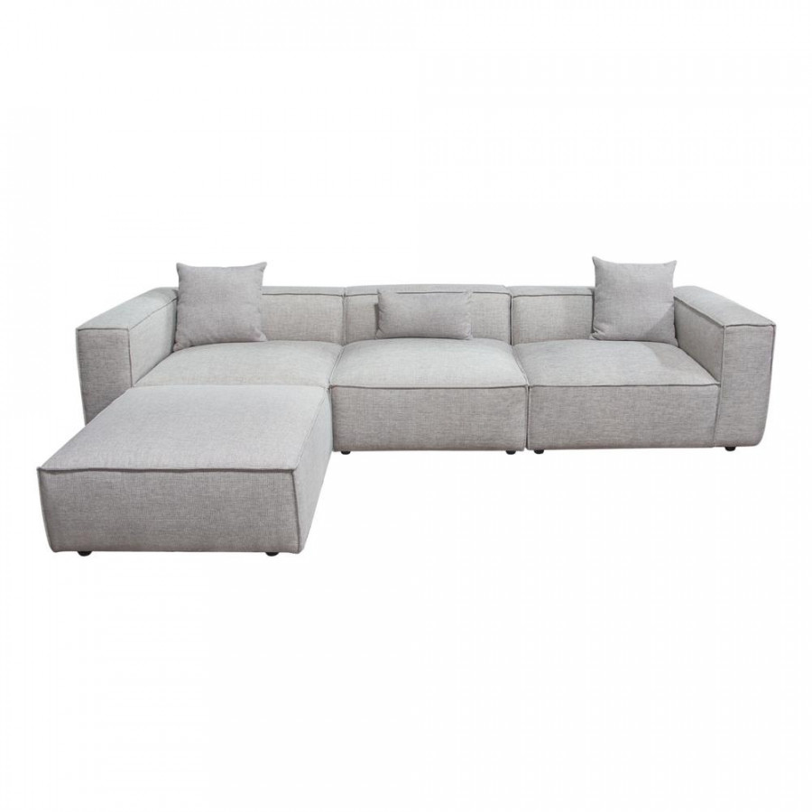 Diamond Sofa - Vice 4PC Fabric Modular Sectional with Ottoman in Barley