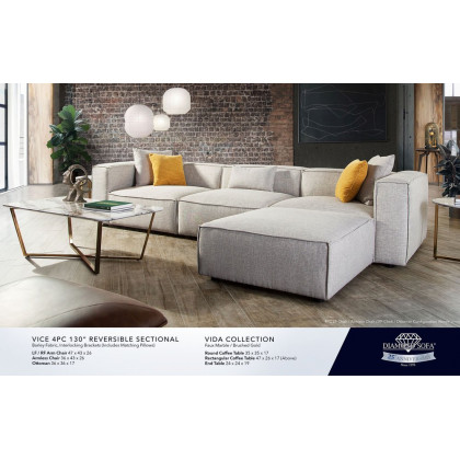 Diamond Sofa - Vice 4PC Fabric Modular Sectional with Ottoman in Barley