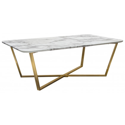Diamond Sofa - Vida Cocktail Table with Faux Marble Top and Brushed Gold Metal Frame