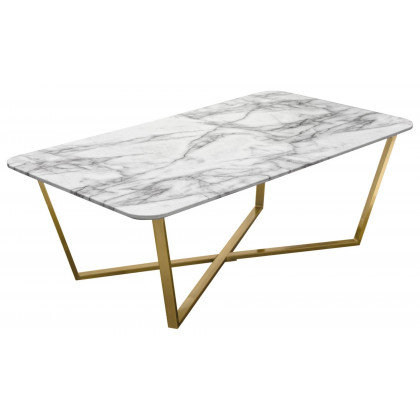 Diamond Sofa Vida Rectangle Cocktail Table with Faux Marble Top and Brushed Gold Metal Frame