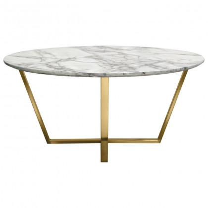 Diamond Sofa Vida Round Cocktail Table with Faux Marble Top and Brushed Gold Metal Frame