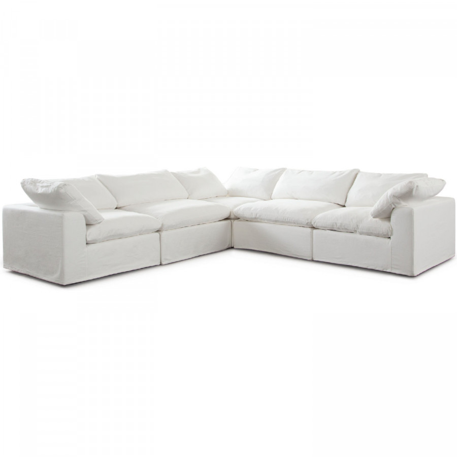 Diamond Sofa - Willow 5PC Linen Fabric Corner Sectional in White