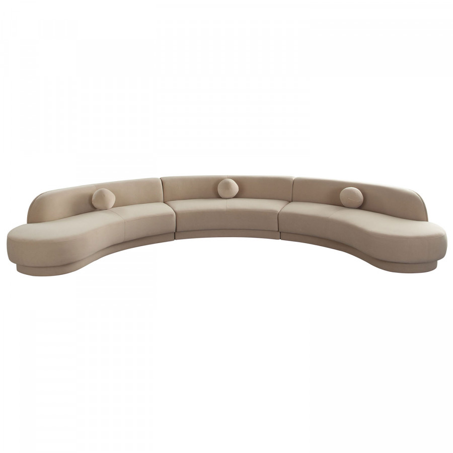 Diamond Sofa - Zelda Performance Velvet Modular Curved Armless Sofa & Chaise with Two Accent Pillow Balls