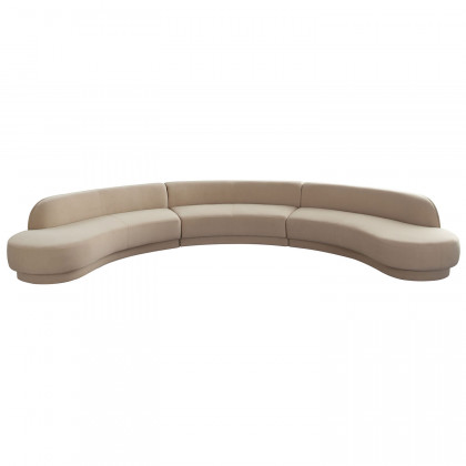 Diamond Sofa - Zelda Performance Velvet Modular Curved Armless Sofa & Chaise with Two Accent Pillow Balls