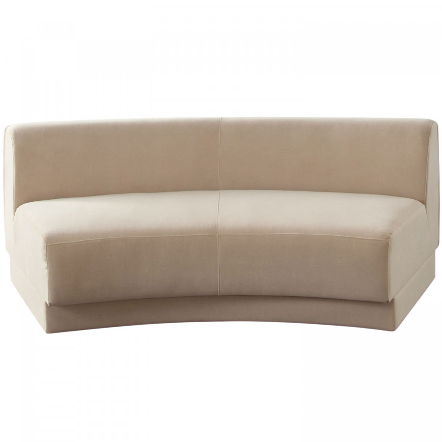 Diamond Sofa - Zelda Performance Velvet Curved Armless Sofa with One Accent Pillow Ball