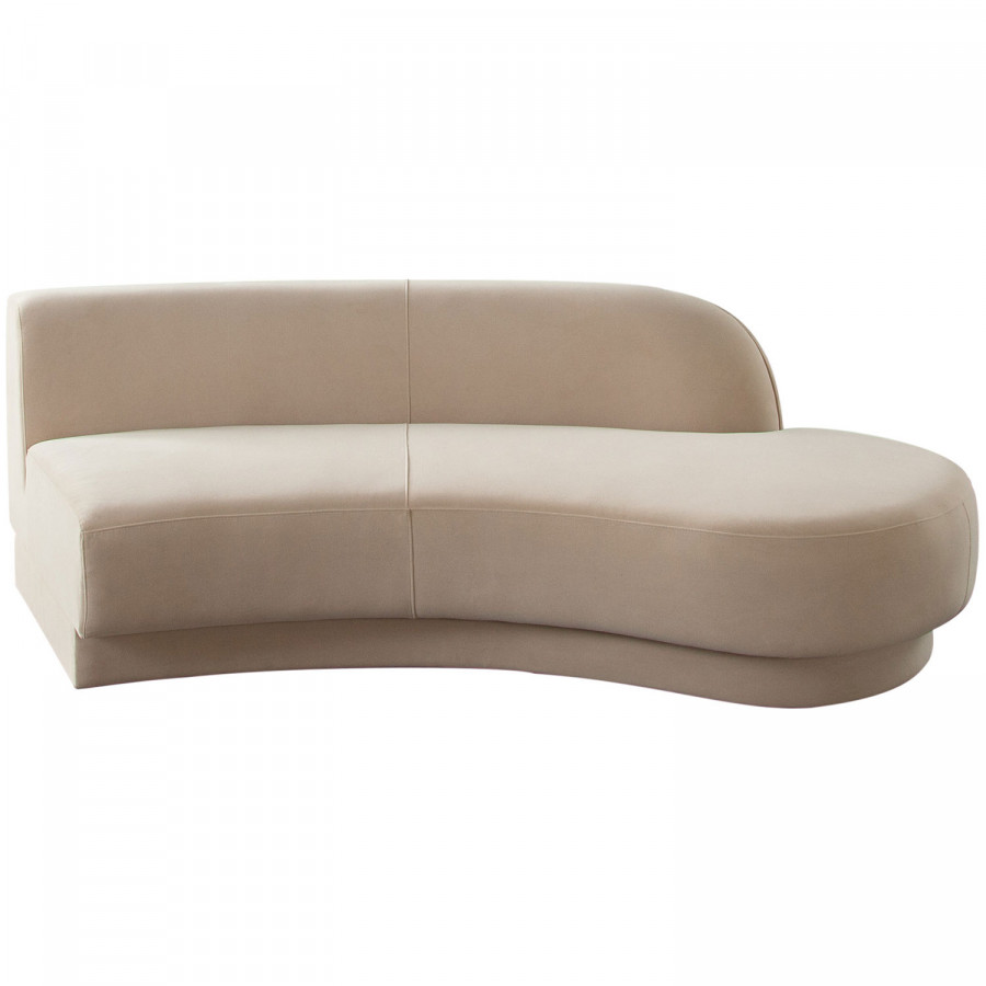 Diamond Sofa Zelda RF Performance Velvet Curved Chaise with One Accent Pillow Ball - Light Camel