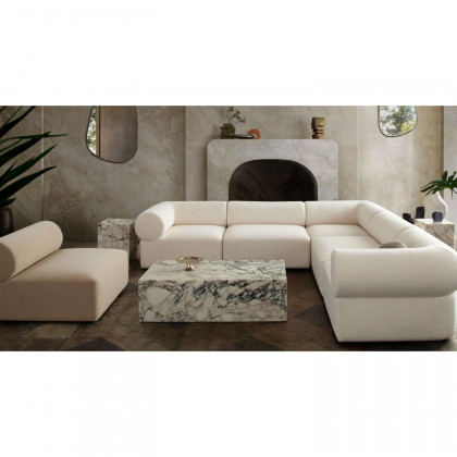Diamond Sofa Zia 5PC Sherpa Fabric Corner Sectional - Ivory