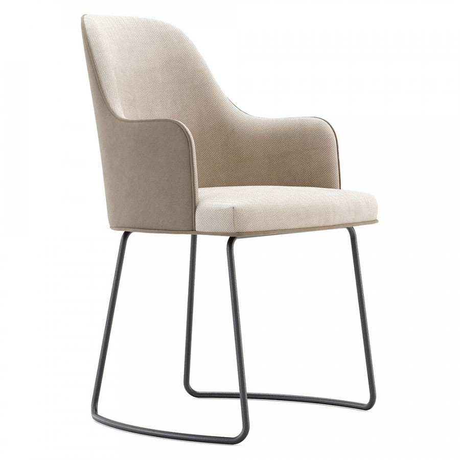 Domkapa - Anna Chair with Armrest Metal Baseboard