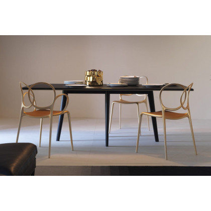Driade François 106" Dining Table - Matt Mochaccino/Dark Brown