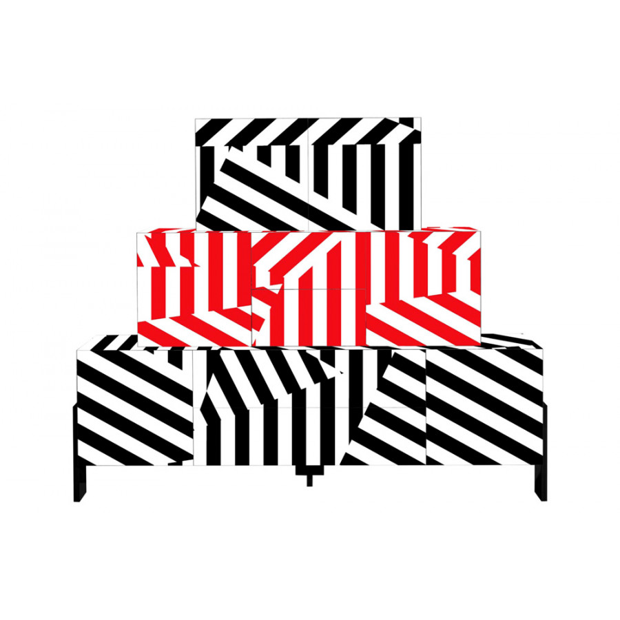 Driade Ziqqurat Striped Cabinet - Red Stripes/Black