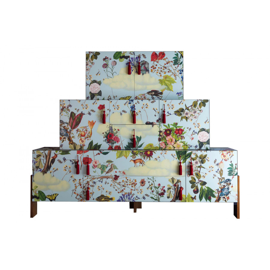 Driade Ziqqurat Floral Cabinet - Walnut