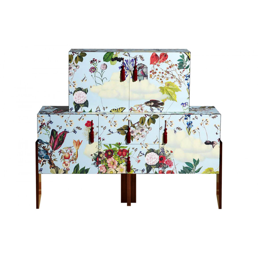 Driade Ziqqurat Floral Small Cabinet - Walnut