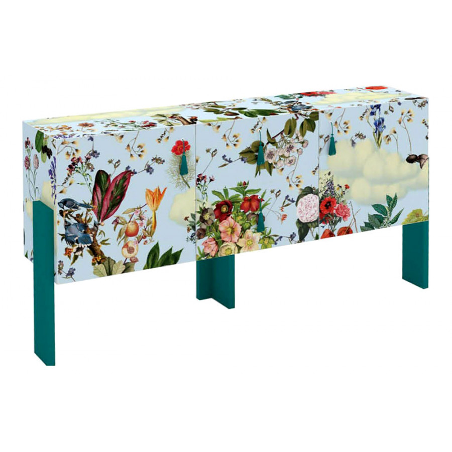 Driade Ziqqurat Floral Small Sideboard - Teal