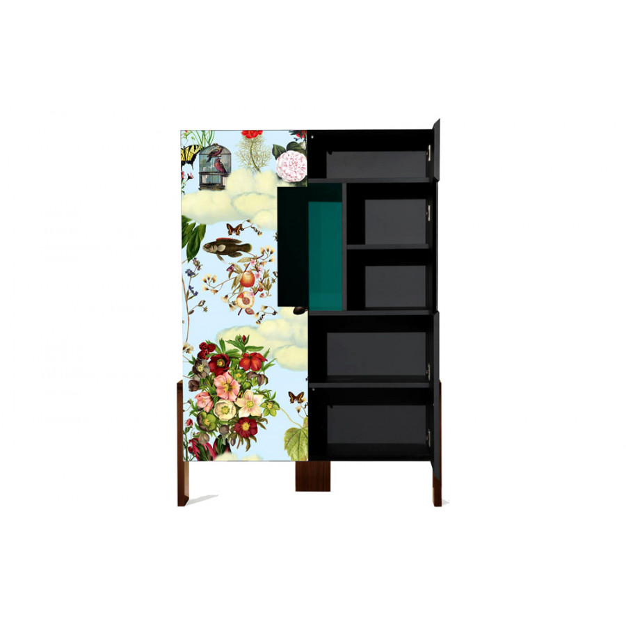 Driade Ziqqurat Floral Low Wardrobe - Walnut