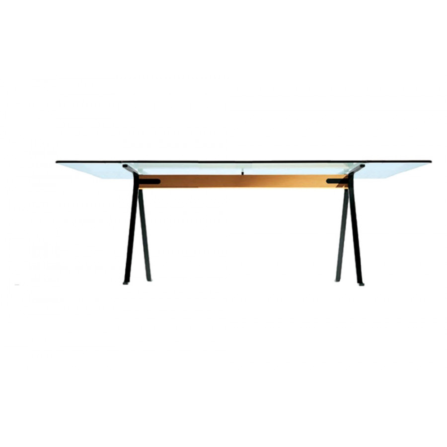 Driade Frate 88" Dining Table - Glass, Painted Steel, Beech