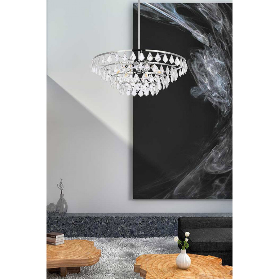 Elegant Pendant Light - Chrome, L 28" (1101D28C)
