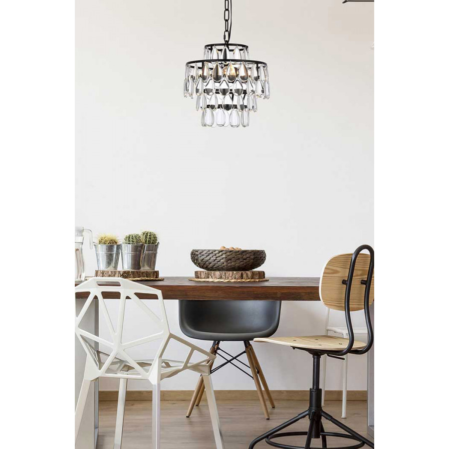 Elegant Pendant Light - Black, L 12" (1102D12BK)