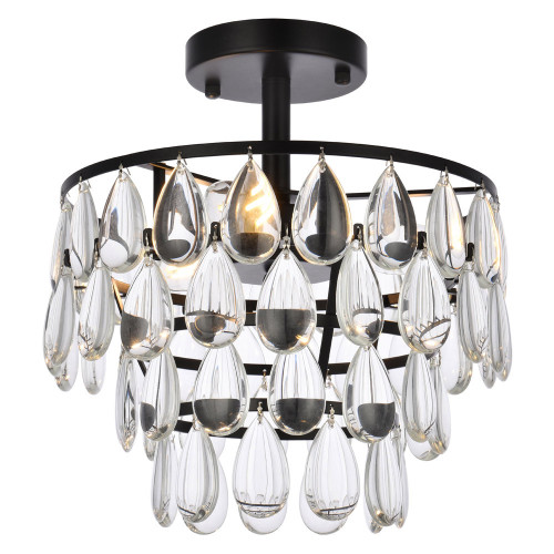 Elegant Flush Mount Light - Black, L 12" (1103F12BK)