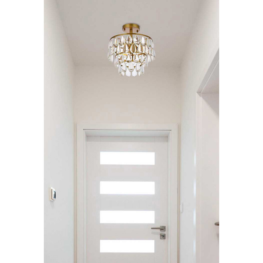 Elegant Flush Mount Light - Brass, L 12" (1103F12BR)