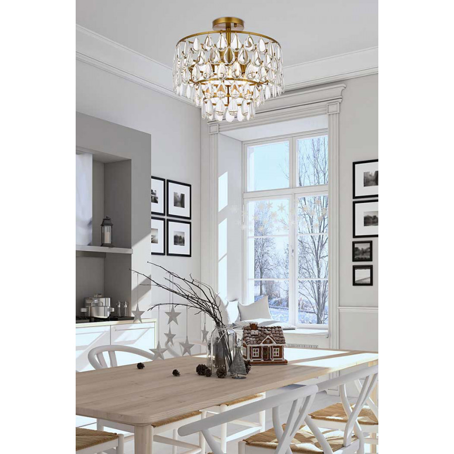 Elegant Flush Mount Light - Brass, L 16" (1103F16BR)