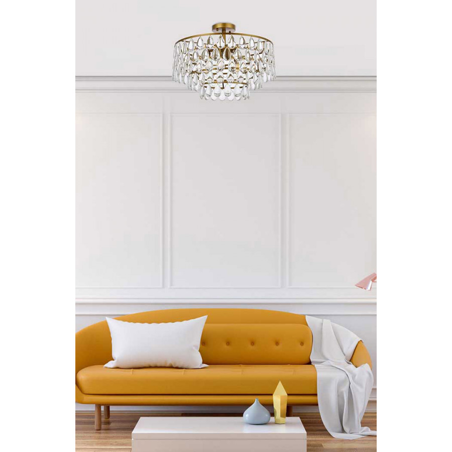 Elegant Flush Mount Light - Brass, L 20" (1103F20BR)