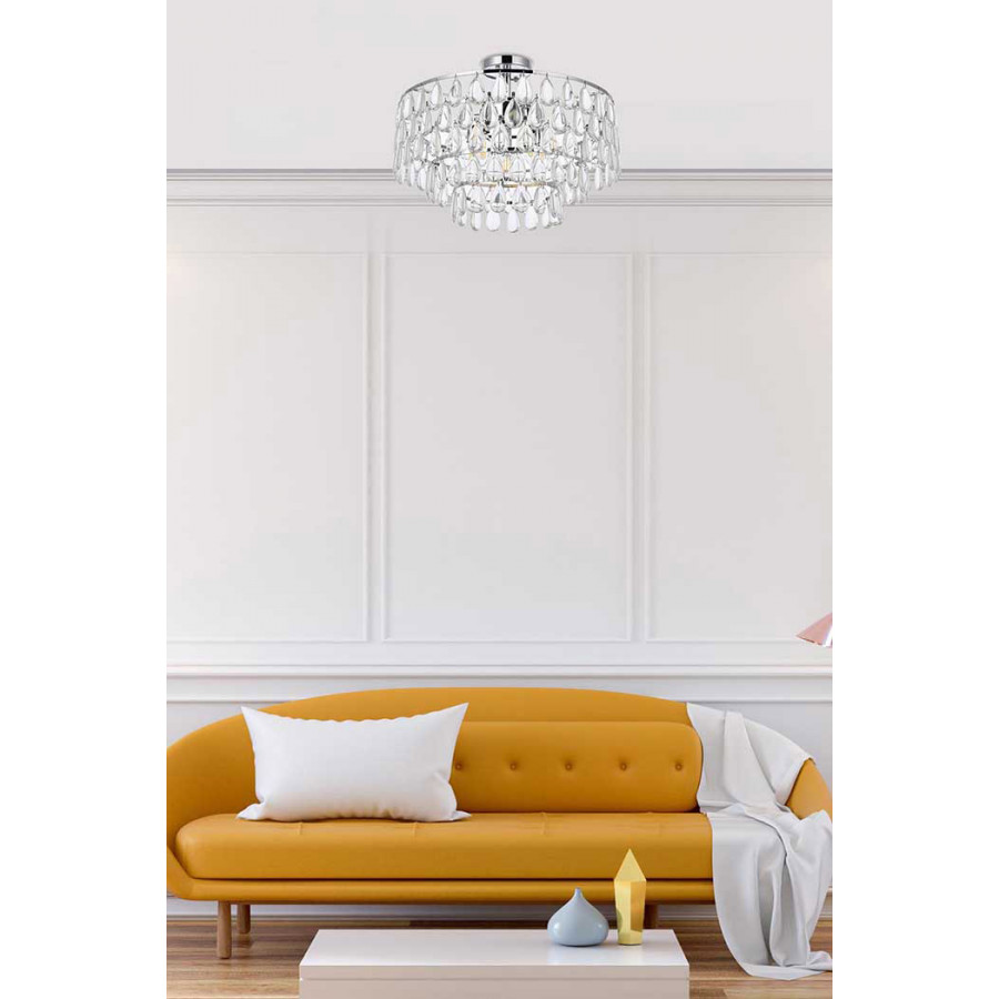 Elegant Flush Mount Light - Chrome, L 20" (1103F20C)