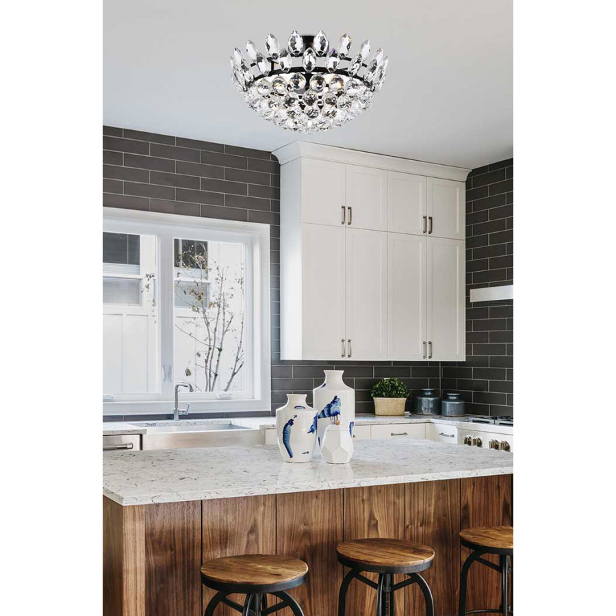 Elegant Flush Mount Light - Black, L 18" (1105F18BK)