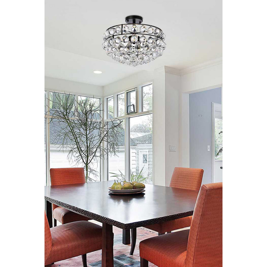Elegant Flush Mount Light - Black, L 16" (1107F16BK)