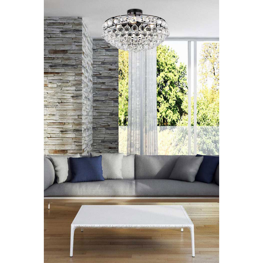Elegant Flush Mount Light - Black, L 20" (1107F20BK)