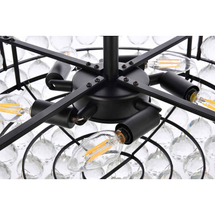Elegant Flush Mount Light - Black, L 20" (1107F20BK)
