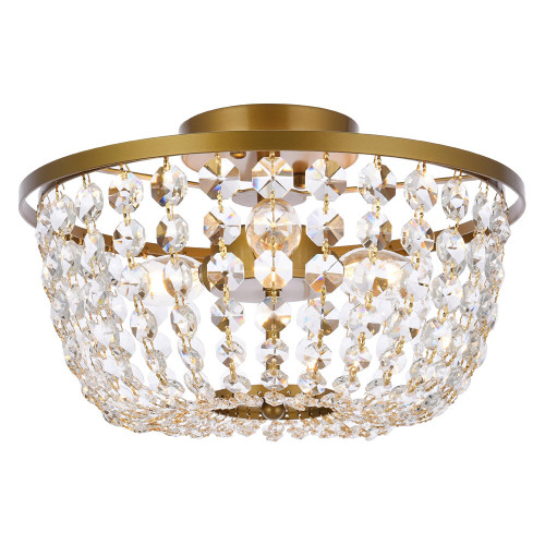 Elegant Flush Mount Light - Brass, L 13" (1109F13BR)