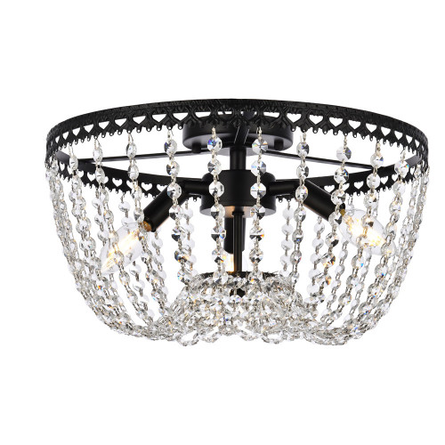 Elegant Flush Mount Light - Black, L 16" (1112F16BK)