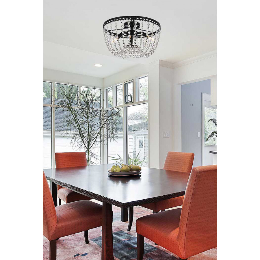 Elegant Flush Mount Light - Black, L 16" (1112F16BK)