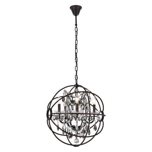 Elegant Urban Classic Geneva Collection Pendant Lamp - Dark Bronze/Silver, L 20" (1130D20DB-SS-RC)