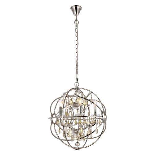 Elegant Urban Classic Geneva Collection Pendant Lamp - Polished Nickel/Gold, L 20" (1130D20PN-GT-RC)