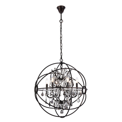 Elegant Urban Classic Geneva Collection Pendant Lamp - Dark Bronze/Silver, L 25" (1130D25DB-SS-RC)