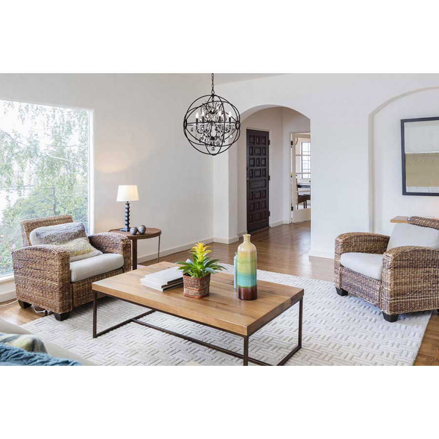 Elegant Urban Classic Geneva Collection Pendant Lamp - Dark Bronze/Silver, L 25" (1130D25DB-SS-RC)