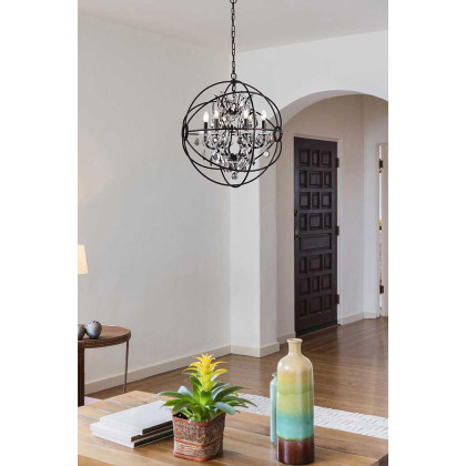 Elegant Urban Classic Geneva Collection Pendant Lamp - Dark Bronze/Silver, L 25" (1130D25DB-SS-RC)