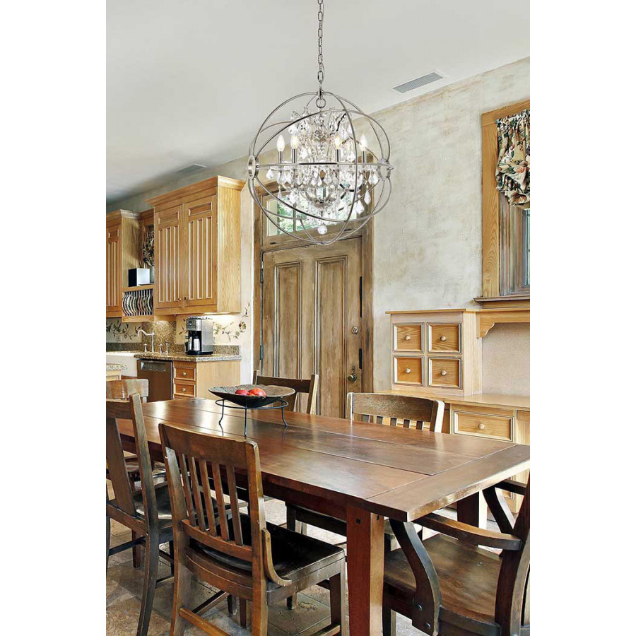 Elegant Urban Classic Geneva Collection Pendant Lamp - Polished Nickel, L 25" (1130D25PN-RC)