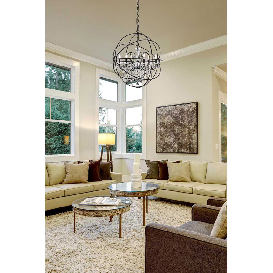 Elegant Urban Classic Geneva Collection Pendant Lamp - Dark Bronze/Silver, L 32" (1130D32DB-SS-RC)