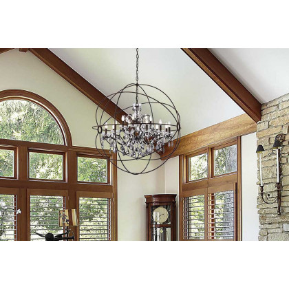 Elegant Urban Classic Pendant Lamp - Rustic Intent/Silver, L 43.5" (1130G43RI-SS-RC)
