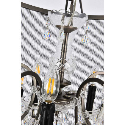 Elegant Vaille Crystal 15 Light Chandelier - Matte Black, L 36" (1131D36MB-RC)