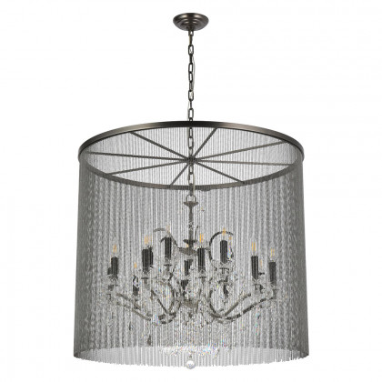 Elegant Vaille Crystal 15 Light Chandelier - Matte Black, L 36" (1131D36MB-RC)