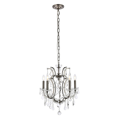 Elegant Rococo 5 Light Chandelier - Polished Nickel, L 18" (1138D18PN-RC)