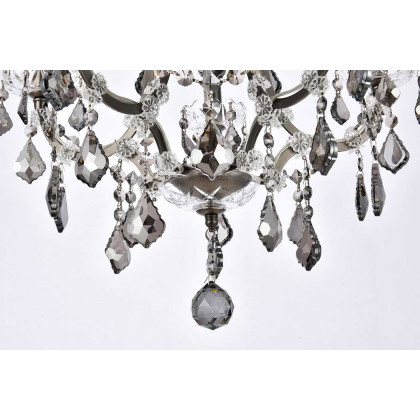 Elegant Rococo 5 Light Chandelier - Polished Nickel/Silver, L 18" (1138D18PN-SS-RC)
