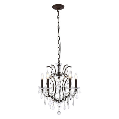 Elegant Rococo 5 Light Chandelier - Rustic Intent, L 18" (1138D18RI-RC)