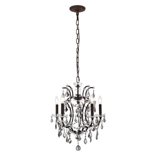 Elegant Rococo 5 Light Chandelier - Rustic Intent/Silver, L 18" (1138D18RI-SS-RC)