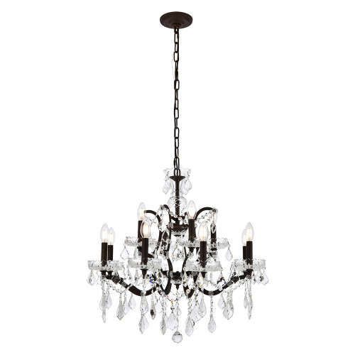 Elegant Rococo 5 Light Chandelier - Rustic Intent, L 26" (1138D26RI-RC)